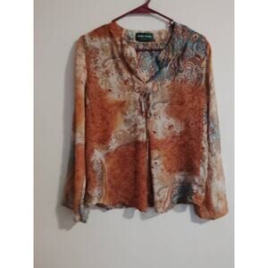 LEMON GRASS Women's Blouse Size Medium Multi-color Floral Mosaic